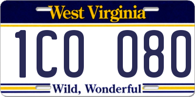 WV license plate 1CO080