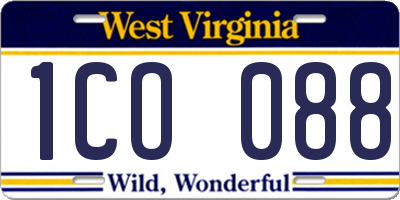 WV license plate 1CO088