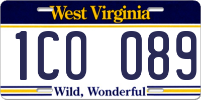 WV license plate 1CO089