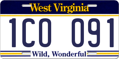 WV license plate 1CO091