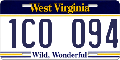 WV license plate 1CO094
