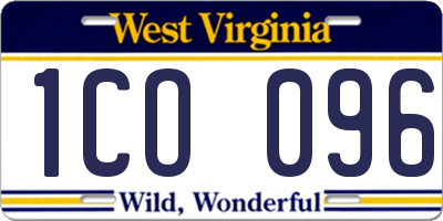 WV license plate 1CO096