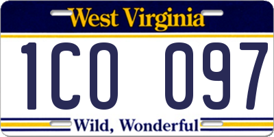 WV license plate 1CO097