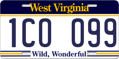 WV license plate 1CO099