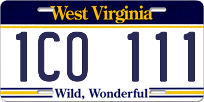 WV license plate 1CO111