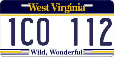 WV license plate 1CO112