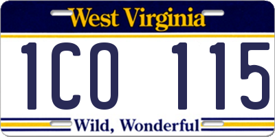 WV license plate 1CO115