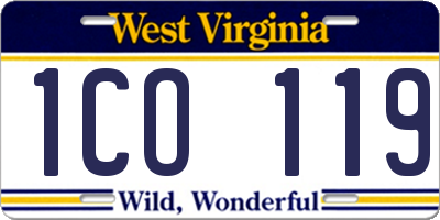 WV license plate 1CO119