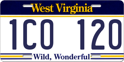 WV license plate 1CO120