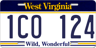 WV license plate 1CO124