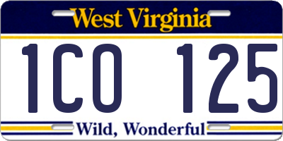 WV license plate 1CO125