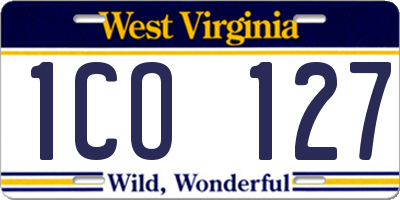 WV license plate 1CO127