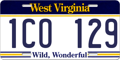 WV license plate 1CO129