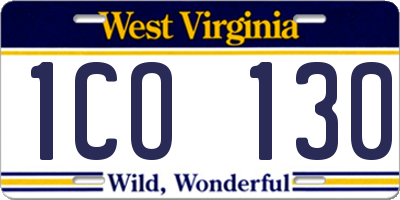 WV license plate 1CO130