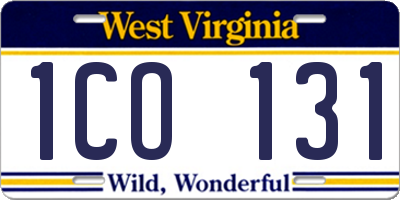 WV license plate 1CO131