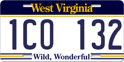 WV license plate 1CO132