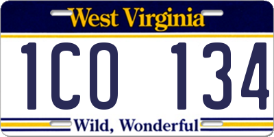 WV license plate 1CO134