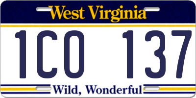 WV license plate 1CO137