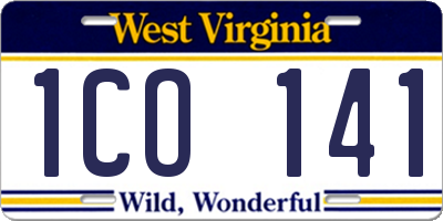 WV license plate 1CO141