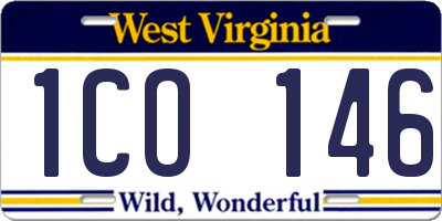 WV license plate 1CO146