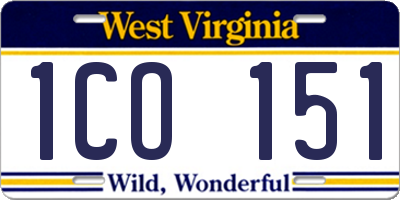 WV license plate 1CO151