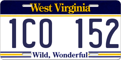 WV license plate 1CO152