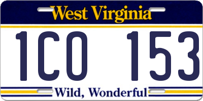 WV license plate 1CO153