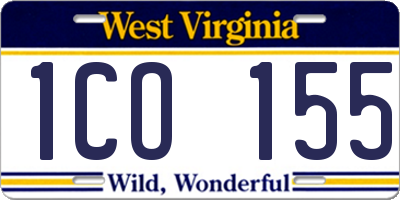 WV license plate 1CO155