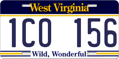 WV license plate 1CO156
