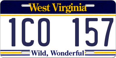 WV license plate 1CO157