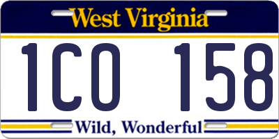 WV license plate 1CO158
