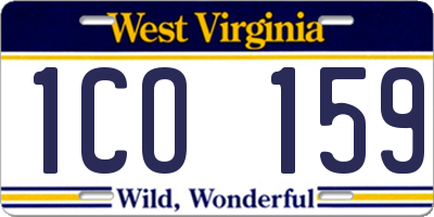 WV license plate 1CO159