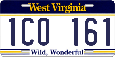 WV license plate 1CO161