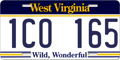 WV license plate 1CO165