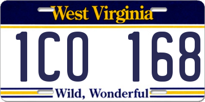WV license plate 1CO168