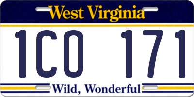WV license plate 1CO171