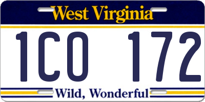 WV license plate 1CO172