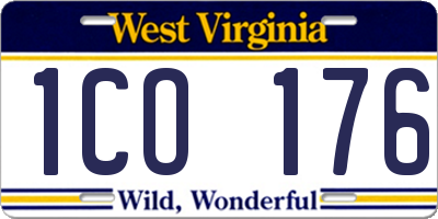 WV license plate 1CO176