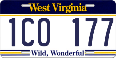 WV license plate 1CO177
