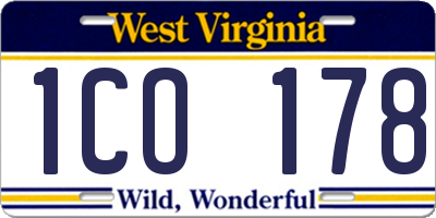WV license plate 1CO178