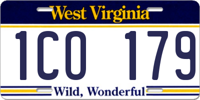 WV license plate 1CO179