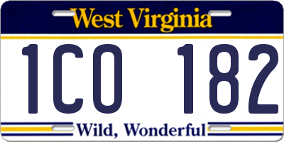 WV license plate 1CO182
