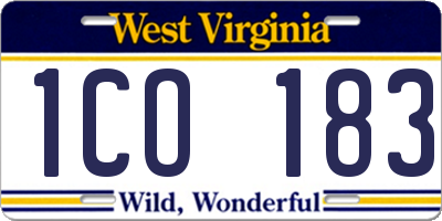 WV license plate 1CO183