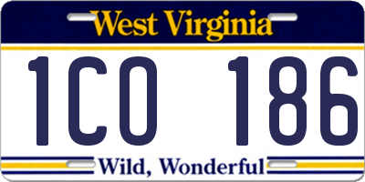 WV license plate 1CO186