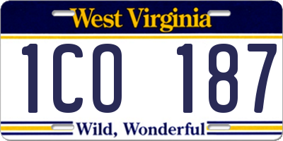 WV license plate 1CO187