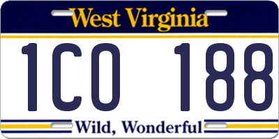 WV license plate 1CO188