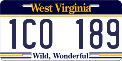 WV license plate 1CO189