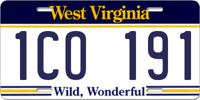 WV license plate 1CO191