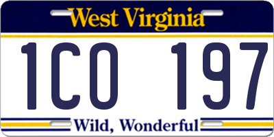 WV license plate 1CO197