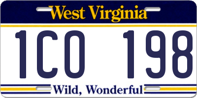 WV license plate 1CO198